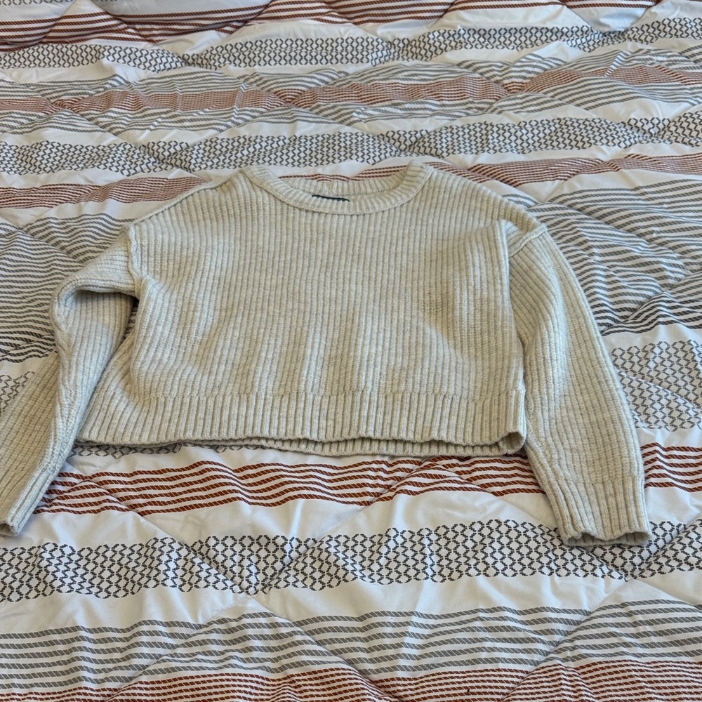 American Eagle Outfitters Light Beige Crew Neck Sweater